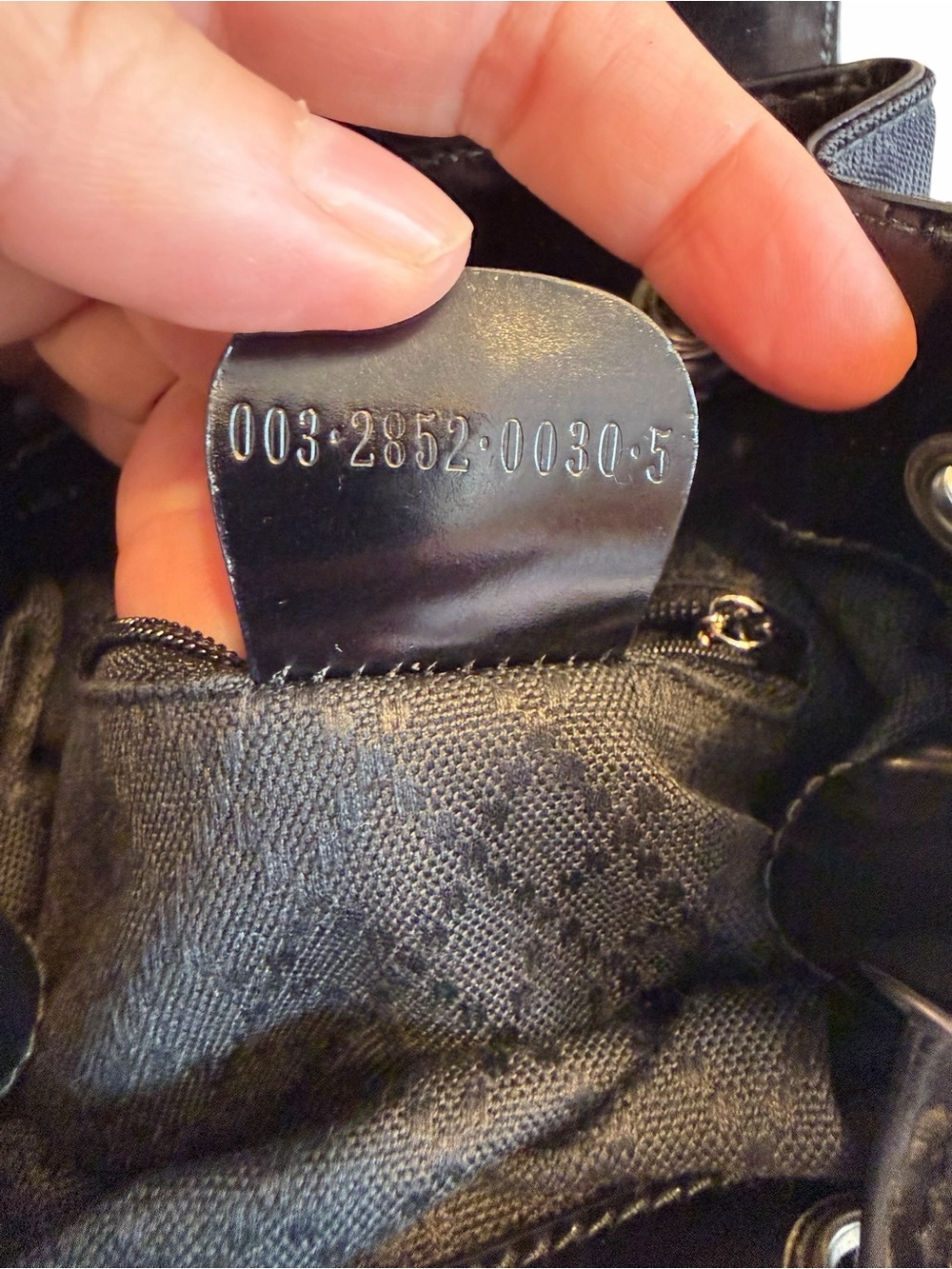 Authentic Gucci Black Backpack Mini Drawstring Nylon Leather Trim W/Dust Bag - Picture 2 of 11